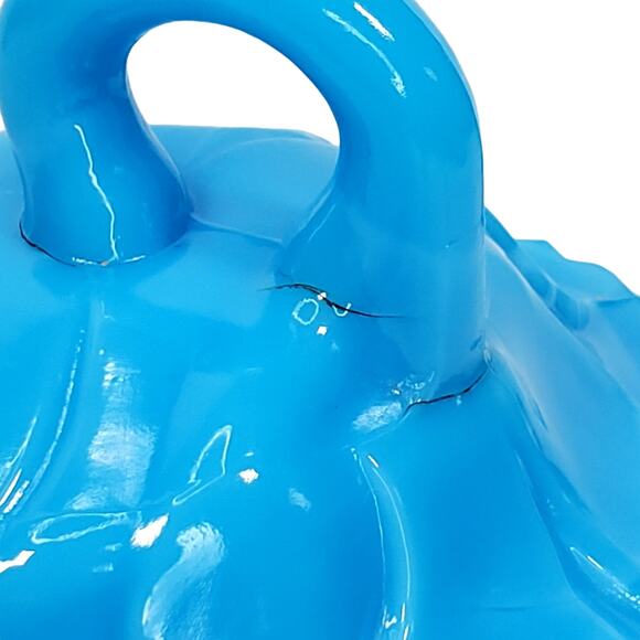 Vtg Round Butter Dish Blue Milk Glass Floral Vine 5.25" - Picture 7 of 15